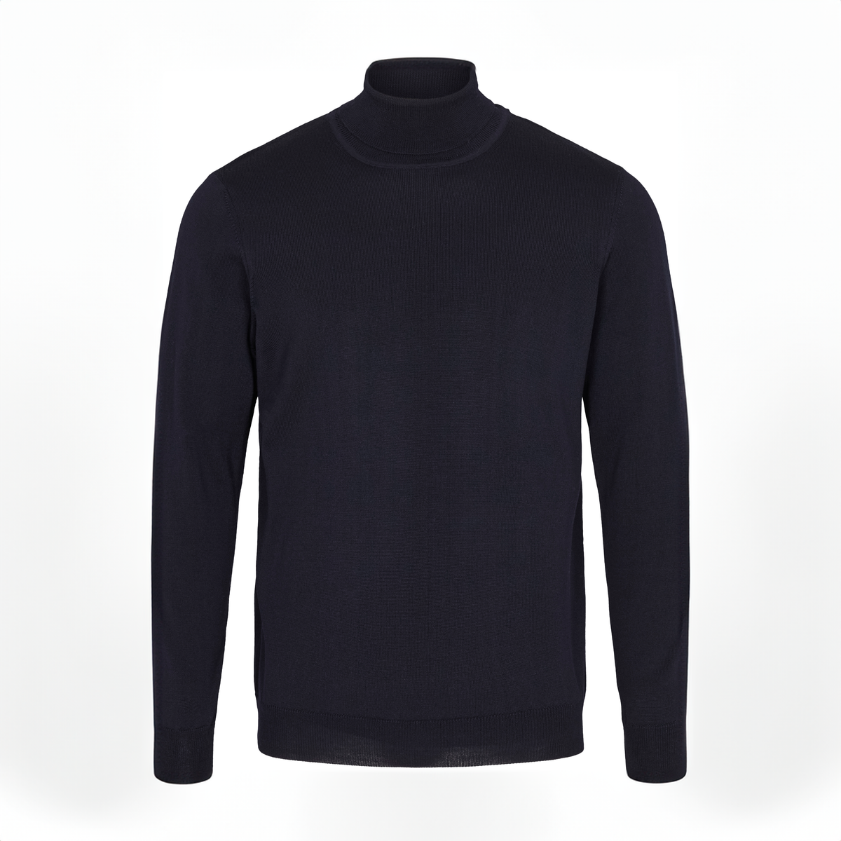 NAVY MERINO TURTLENECK